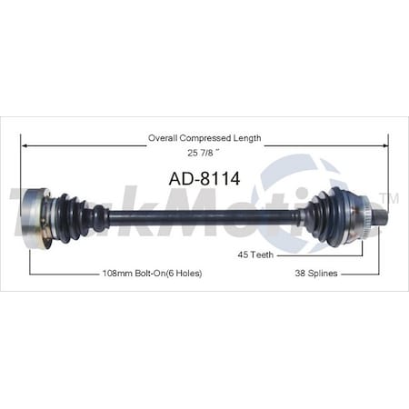 Surtrack Axle Cv Axle Shaft, Ad-8114 AD-8114